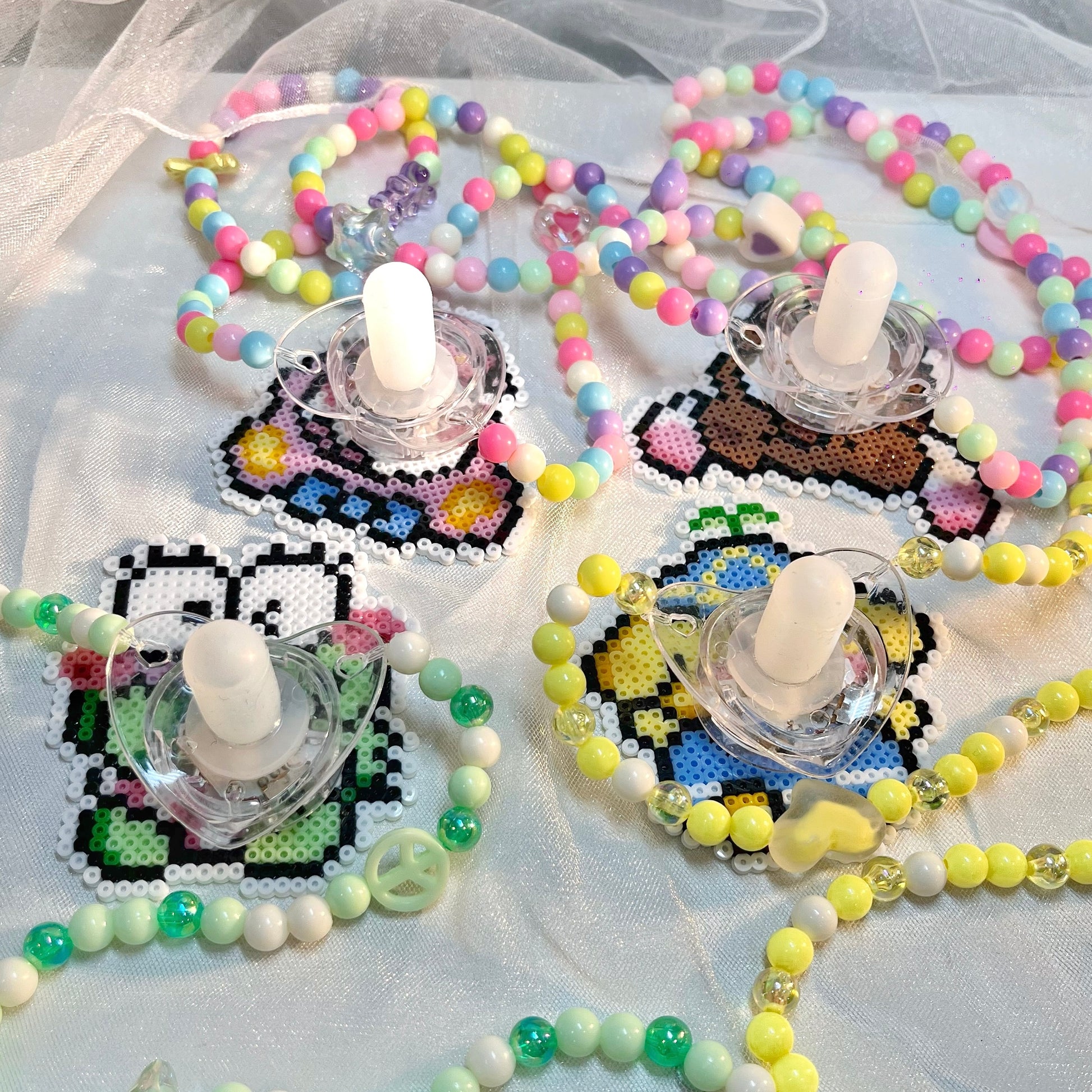 Kawaii Characters Rave LED Pacifier Perler Necklace – IvyLovesRave